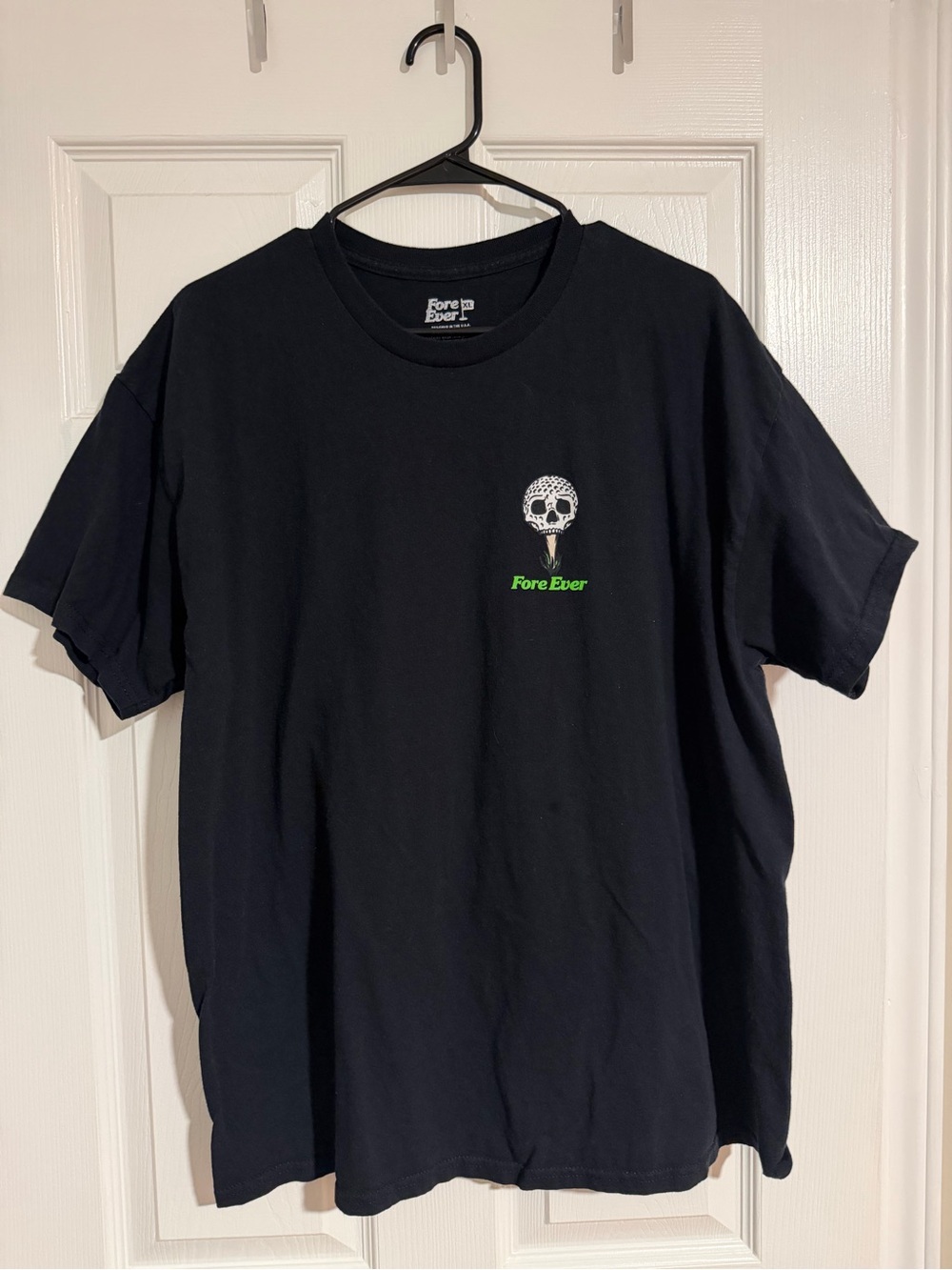 Black Graphic Tee with Skull Golf Logo